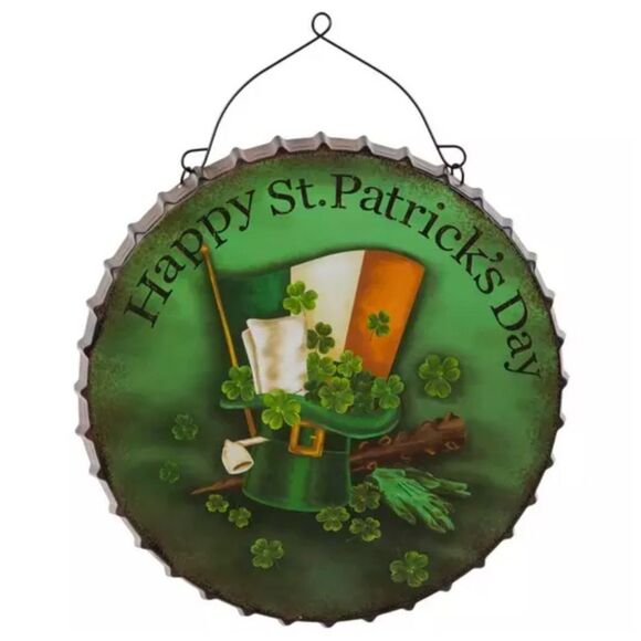 🍀☘️ St. Patrick's Day Bottle Cap Metal Wall Decor - Picture 1 of 3